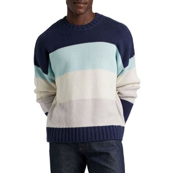 Frame Mens Cashmere Sweater Medium Ink Blue Thick Ribbed Knit - NWT $850